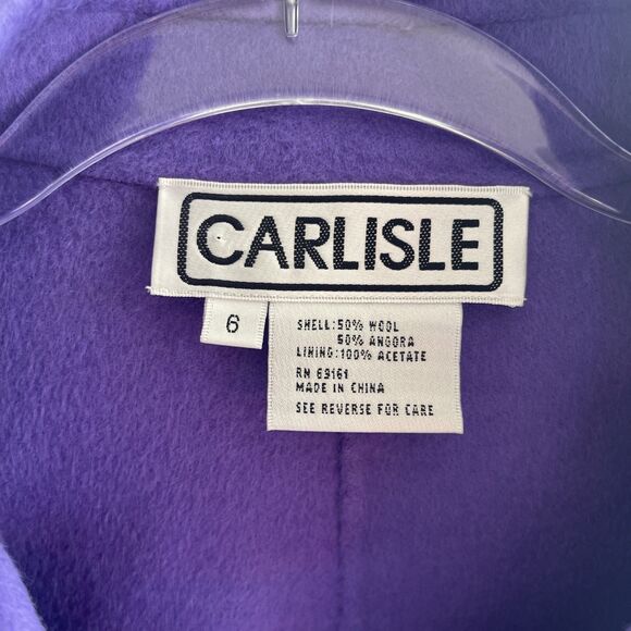 New Carlisle Lavender purple wool angora Coat Enamel Buttons Jacket size 6 - Picture 2 of 8